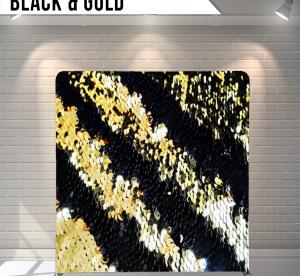 Black and gold sequin backdrop
