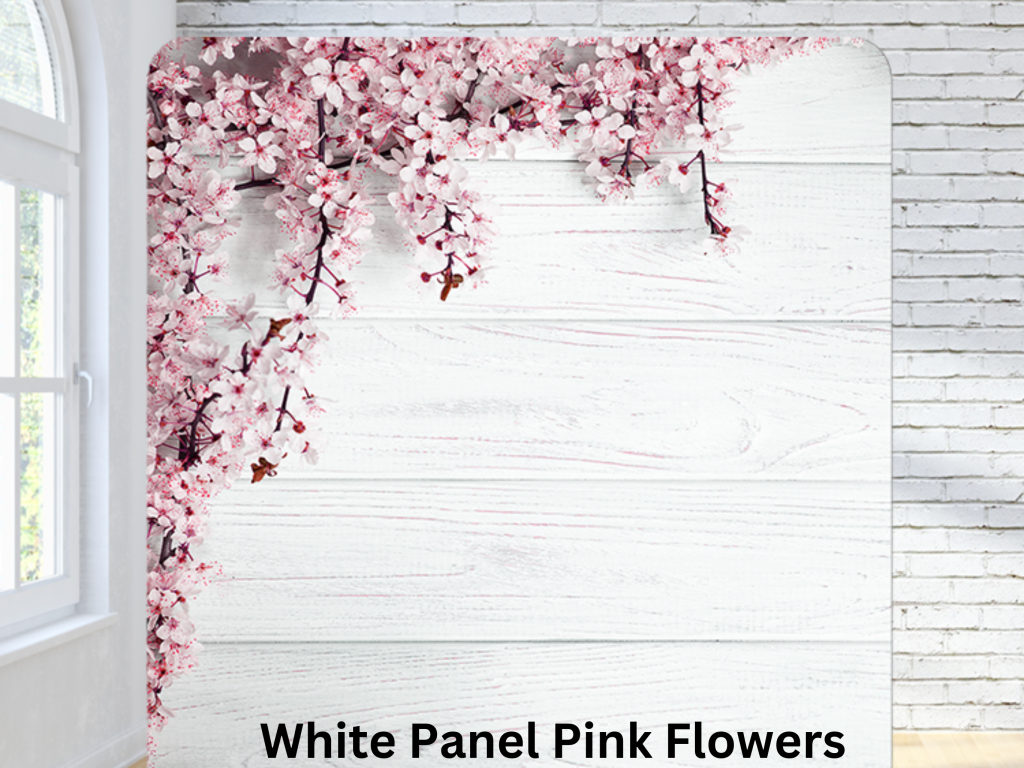 White Panel Pink Flowers backdrop